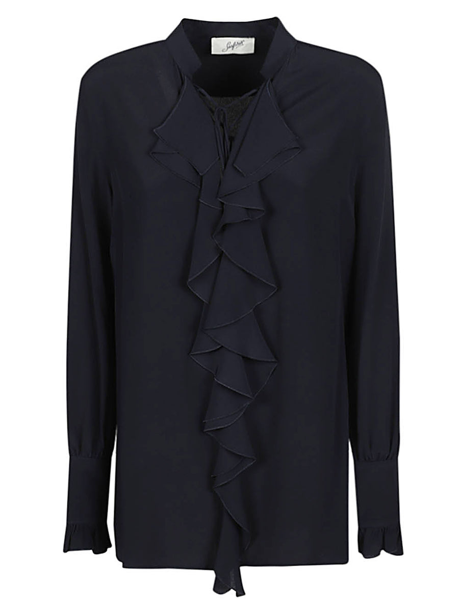 Seafarer Milly Ruched Silk Blend Shirt For Women, Polished Office Essential With Texture