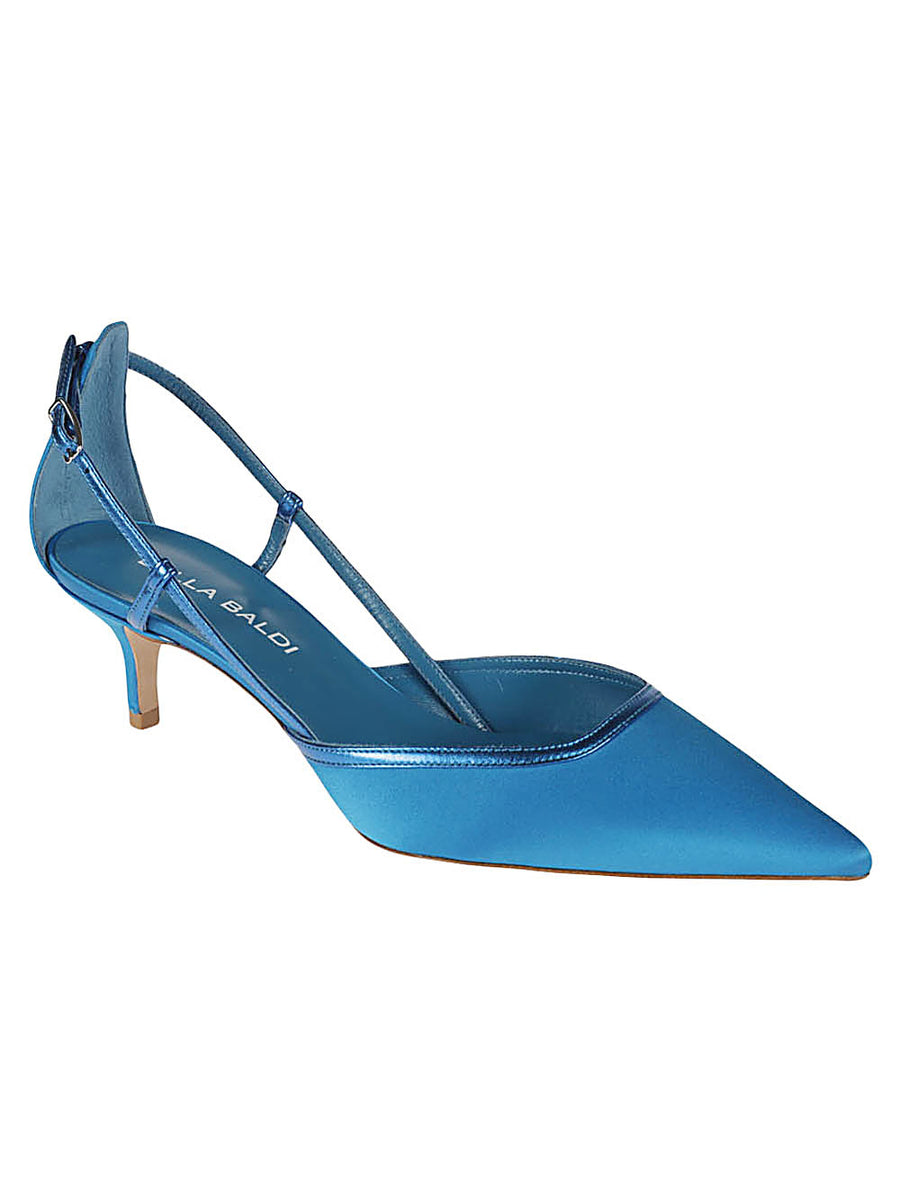Lella Baldi Blue Satin Pumps Elegant Evening High Heels for Women With Satin Upper