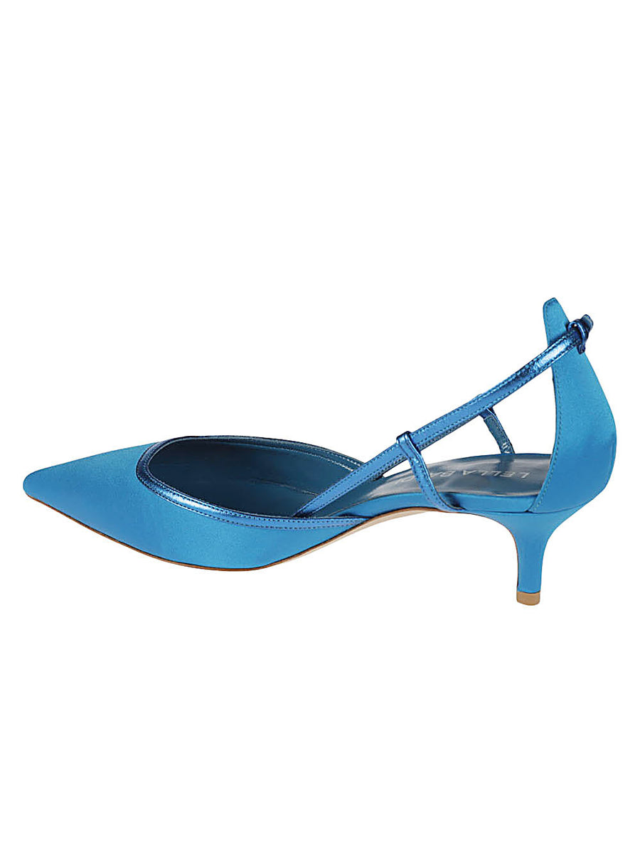 Lella Baldi Blue Satin Pumps Elegant Evening High Heels for Women With Satin Upper