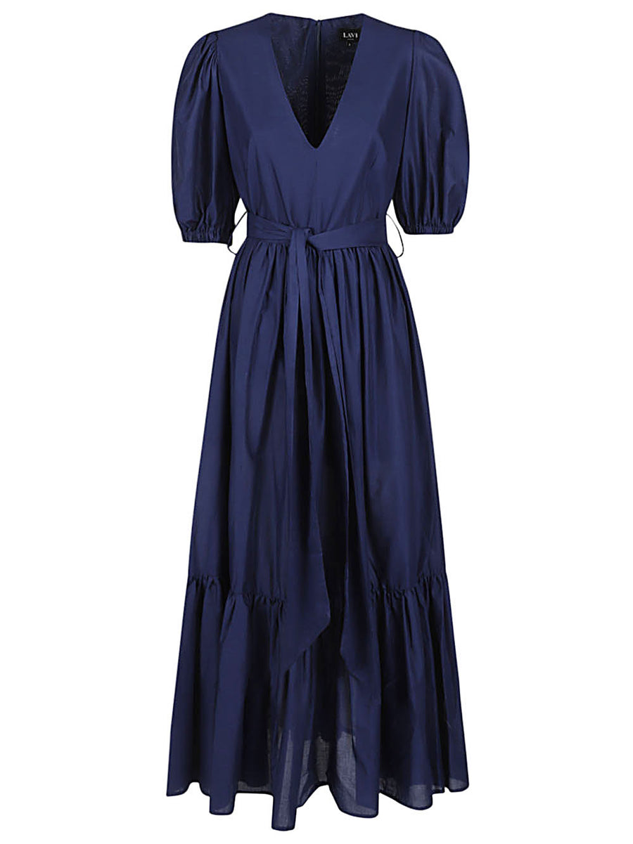Lavi Cotton Long Dress Navy For Women One Hundred Percent Cotton Breathable Day To Night Versatile Classic