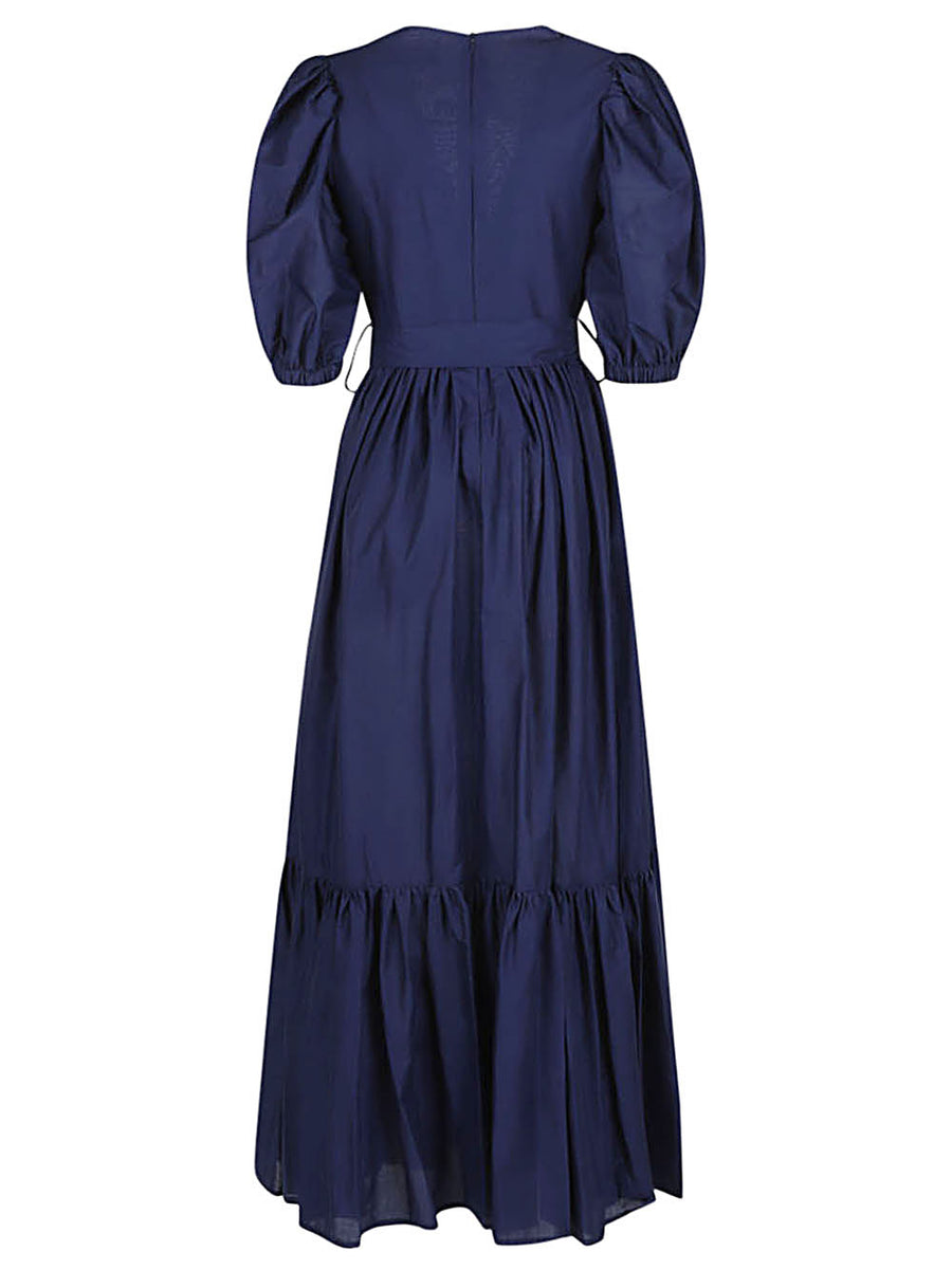 Lavi Cotton Long Dress Navy For Women One Hundred Percent Cotton Breathable Day To Night Versatile Classic