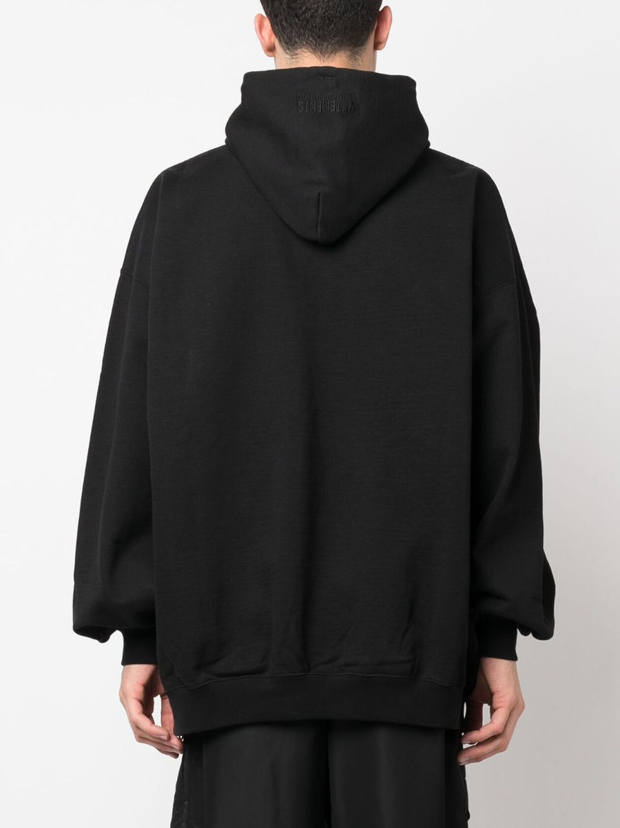 Vetements Logo Cotton Hoodie For Men, Premium 100 Percent Cotton With Bold Front Logo, Relaxed Streetwear