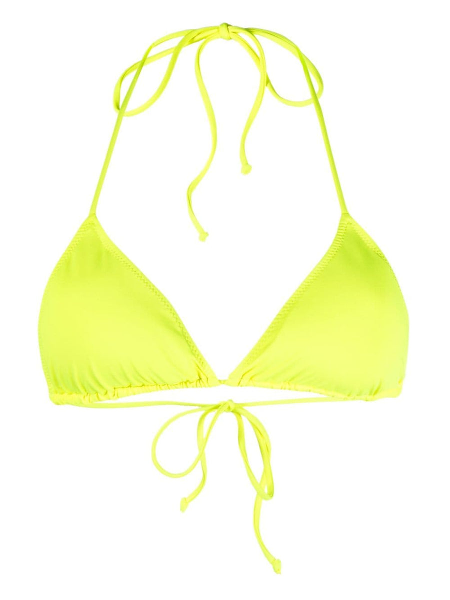 MC2 Saint Barth Triangle Bikini Top Fluorescent Yellow With Adjustable Halter Ties For Women