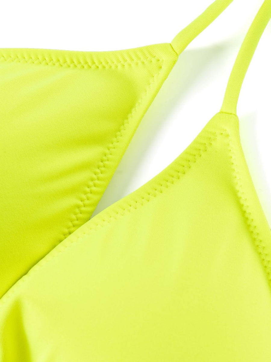 MC2 Saint Barth Triangle Bikini Top Fluorescent Yellow With Adjustable Halter Ties For Women