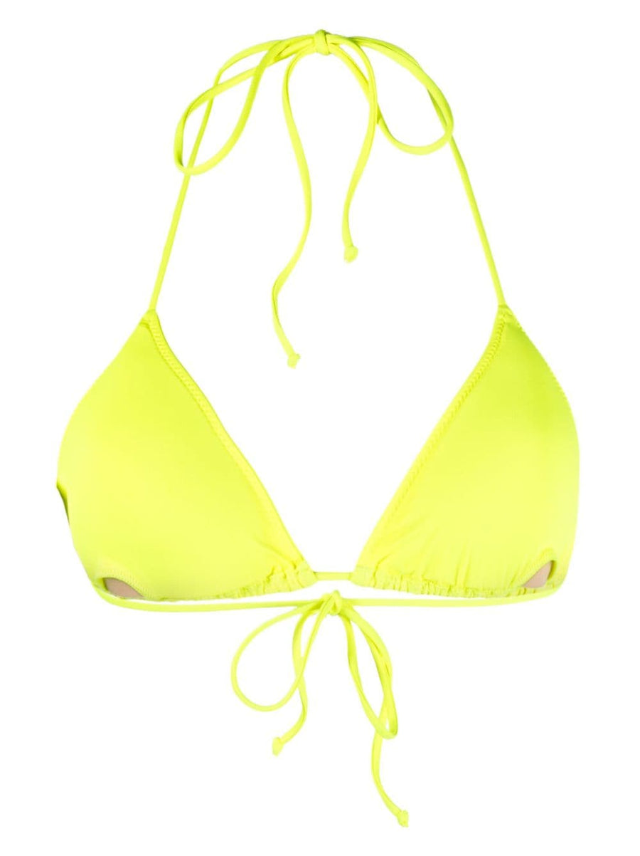 MC2 Saint Barth Triangle Bikini Top Fluorescent Yellow With Adjustable Halter Ties For Women