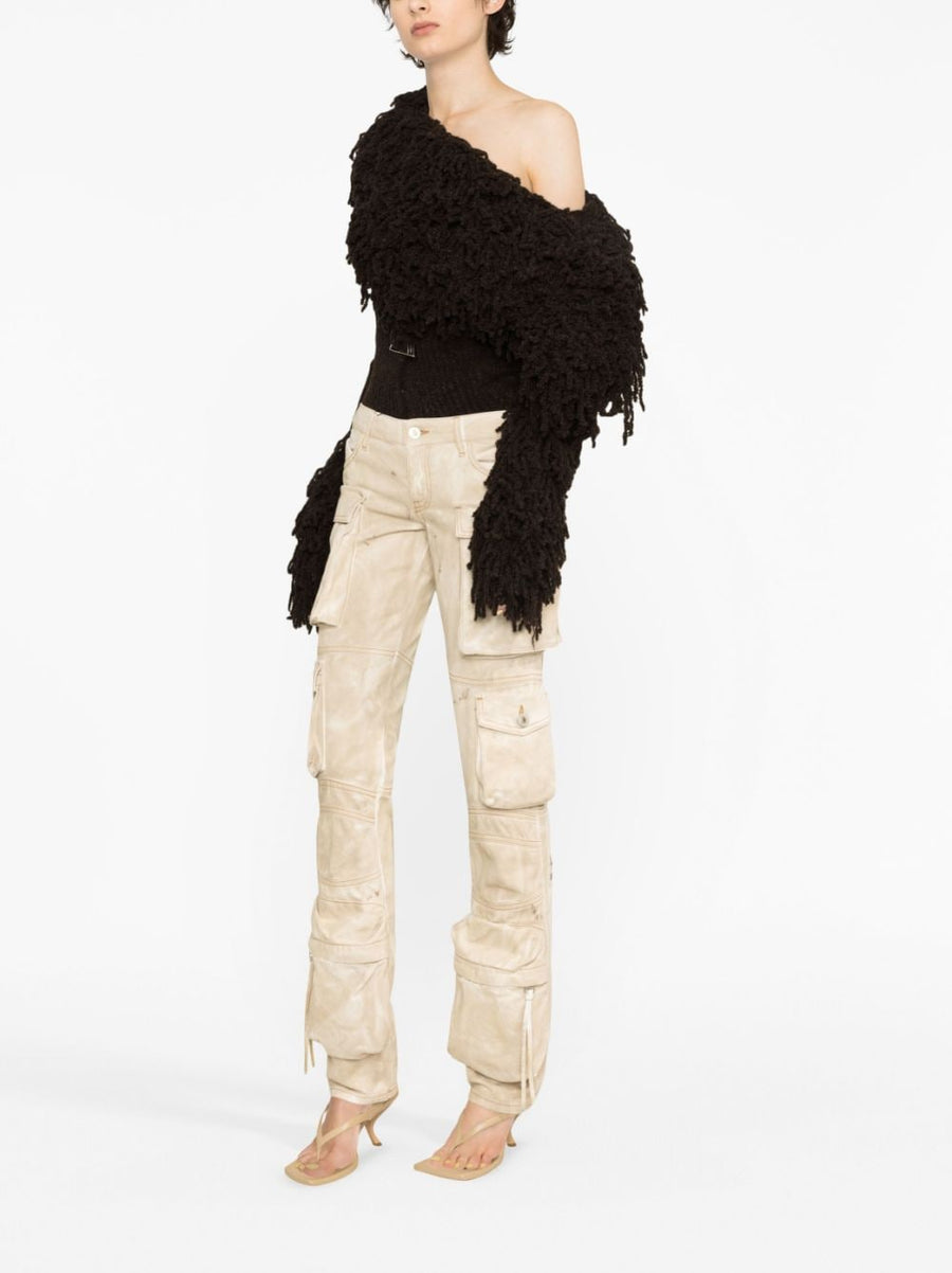 The Attico Essie Cargo Denim Trousers Slim Low Rise City Ready Beige With Cargo Pockets And Embroidered Logo For Women