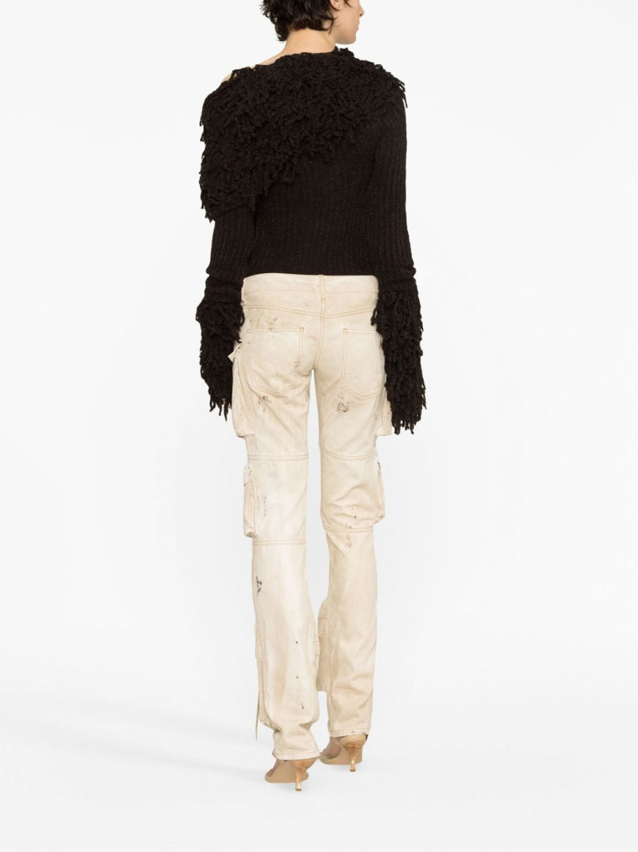 The Attico Essie Cargo Denim Trousers Slim Low Rise City Ready Beige With Cargo Pockets And Embroidered Logo For Women
