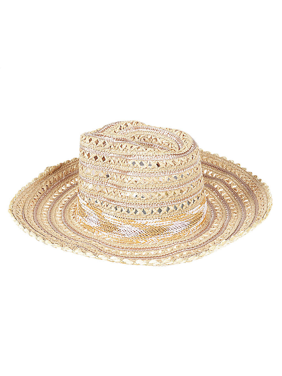 Exquisite J Raffia Sombrero Hat For Women With Wide Brim Luxury Resort Sun Hat Beige Tone