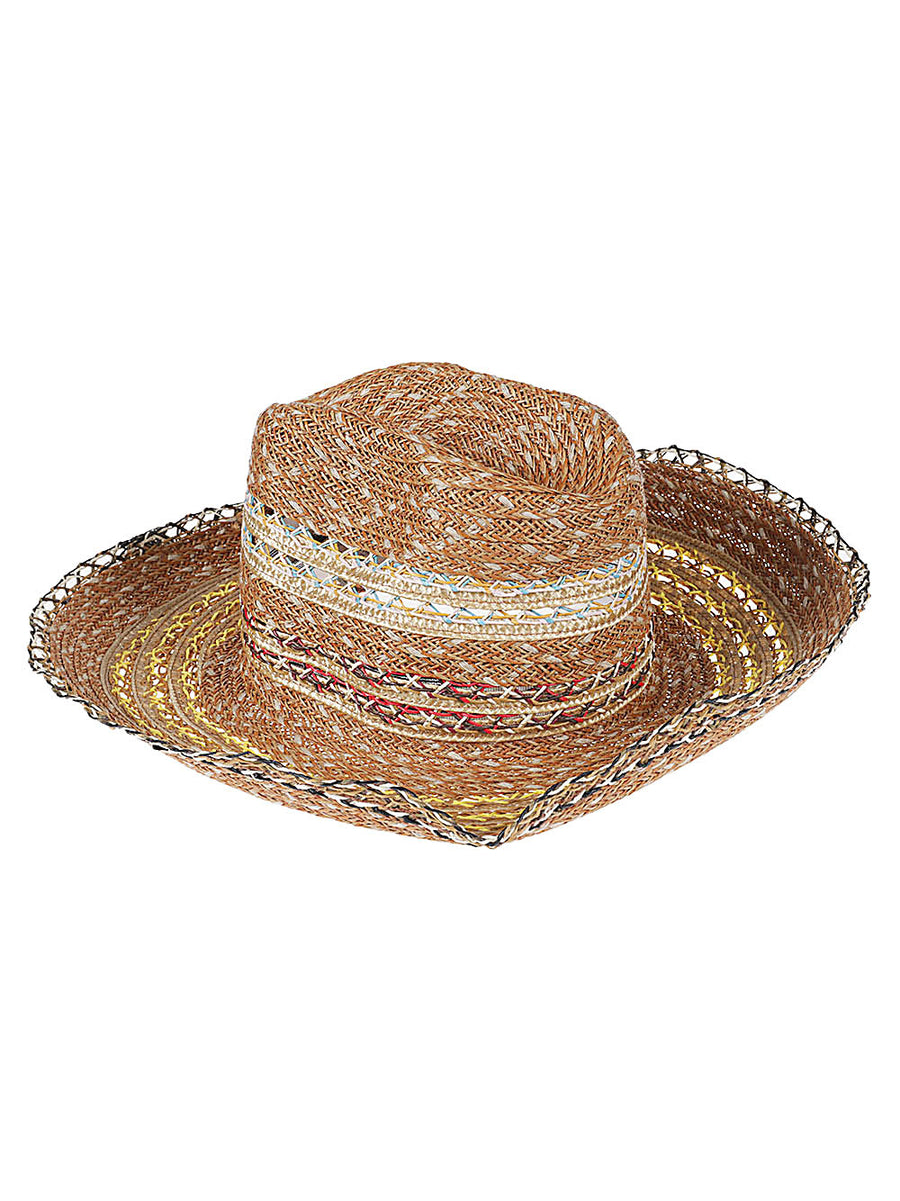 Exquisite J Raffia Fedora Hat For Women Brown Viscose Standard Size Resort Ready Accessory
