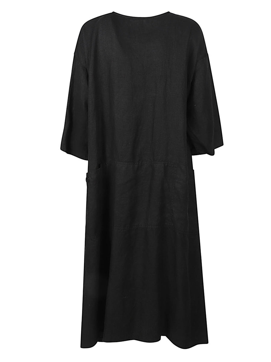 Sarahwear Linen Shirt Dress For Women Breathable 100 Percent Linen Black Versatile Day To Evening