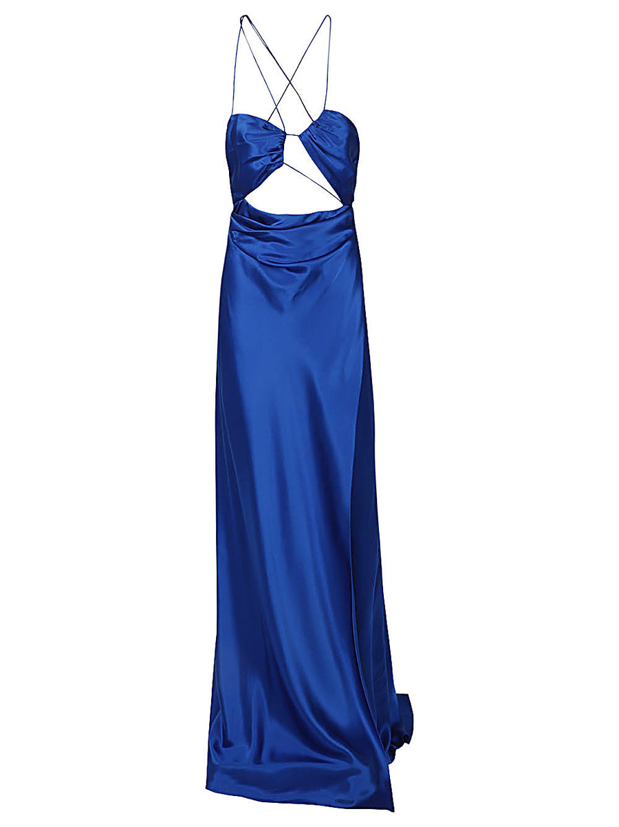 The Sei Silk Long Dress With Asymmetric Silhouette Luxurious 100 Percent Silk For Women Resort Wear