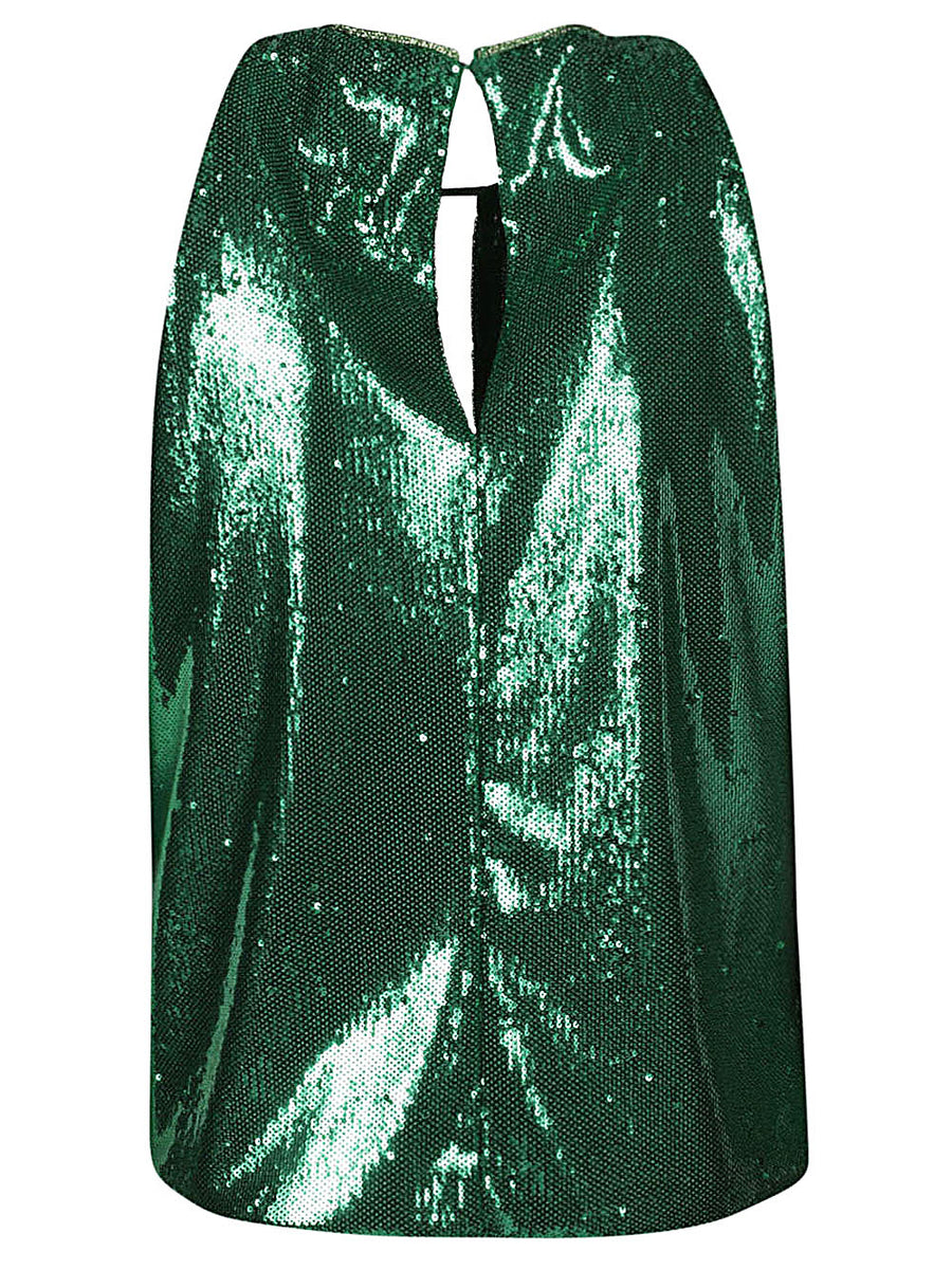 Dahlo Sequin Cropped Top Green For Women Luxurious Sparkling Clubwear Evening Top Partywear