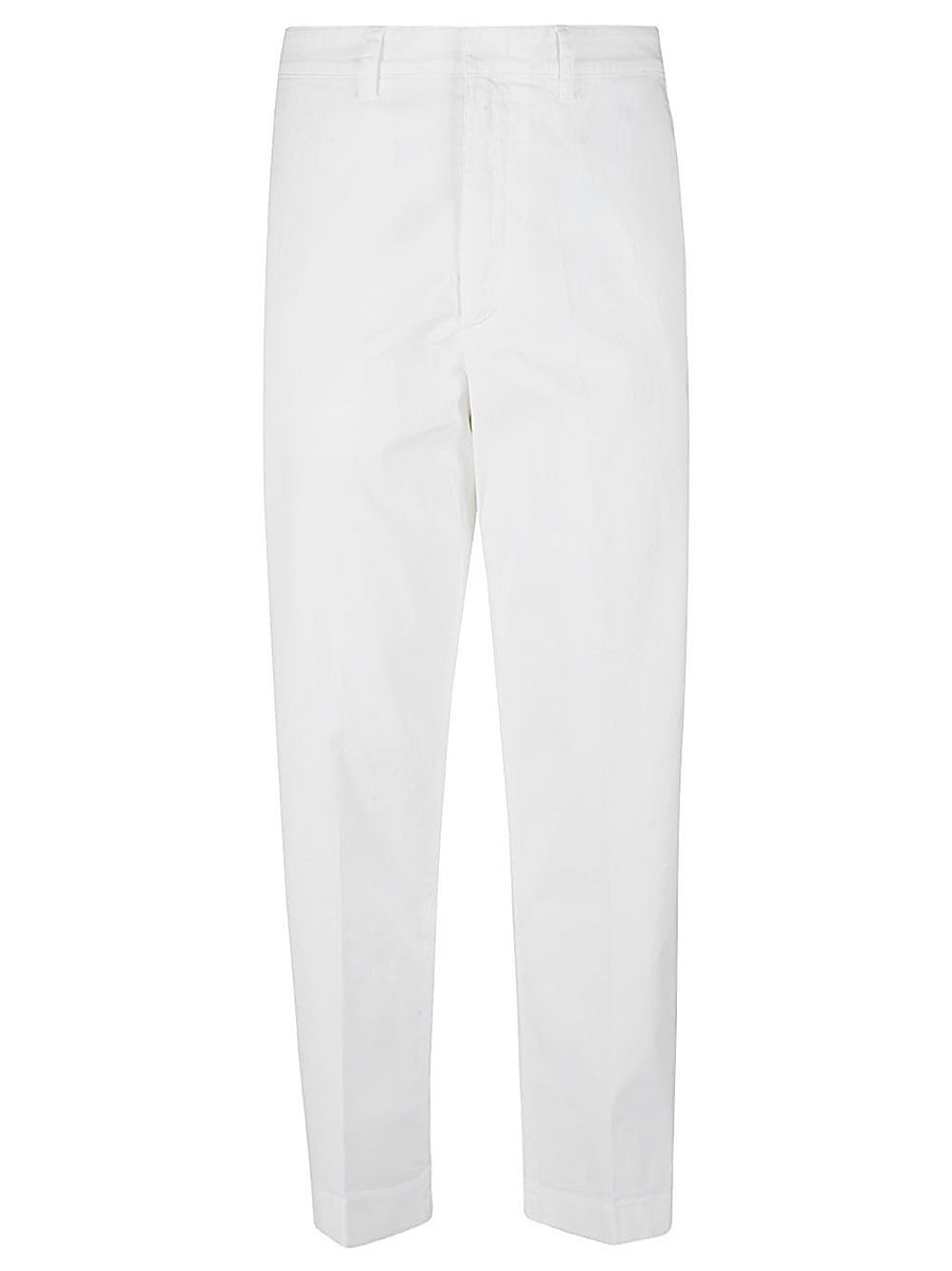 Department 5 Mens White Wide Leg Trousers Cotton Elastane Premium Everyday Wear