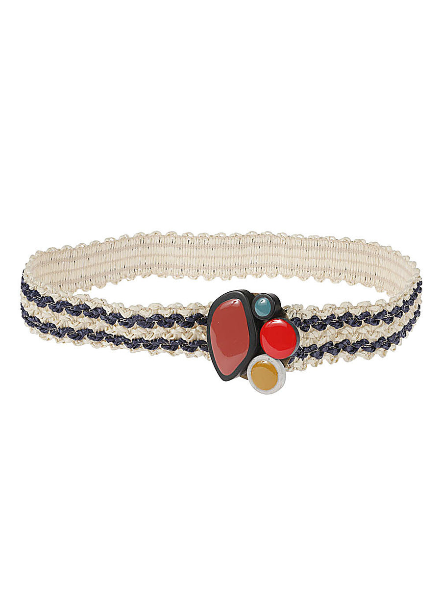 Raffia Belt Beige Striped Natural Texture Exquisite J Women