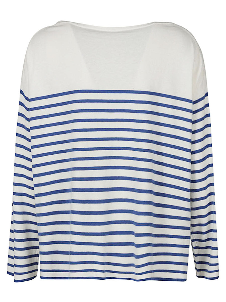 Ct Plage Blue Striped Cotton Cashmere Pullover for Women Luxurious Soft Everyday Comfort