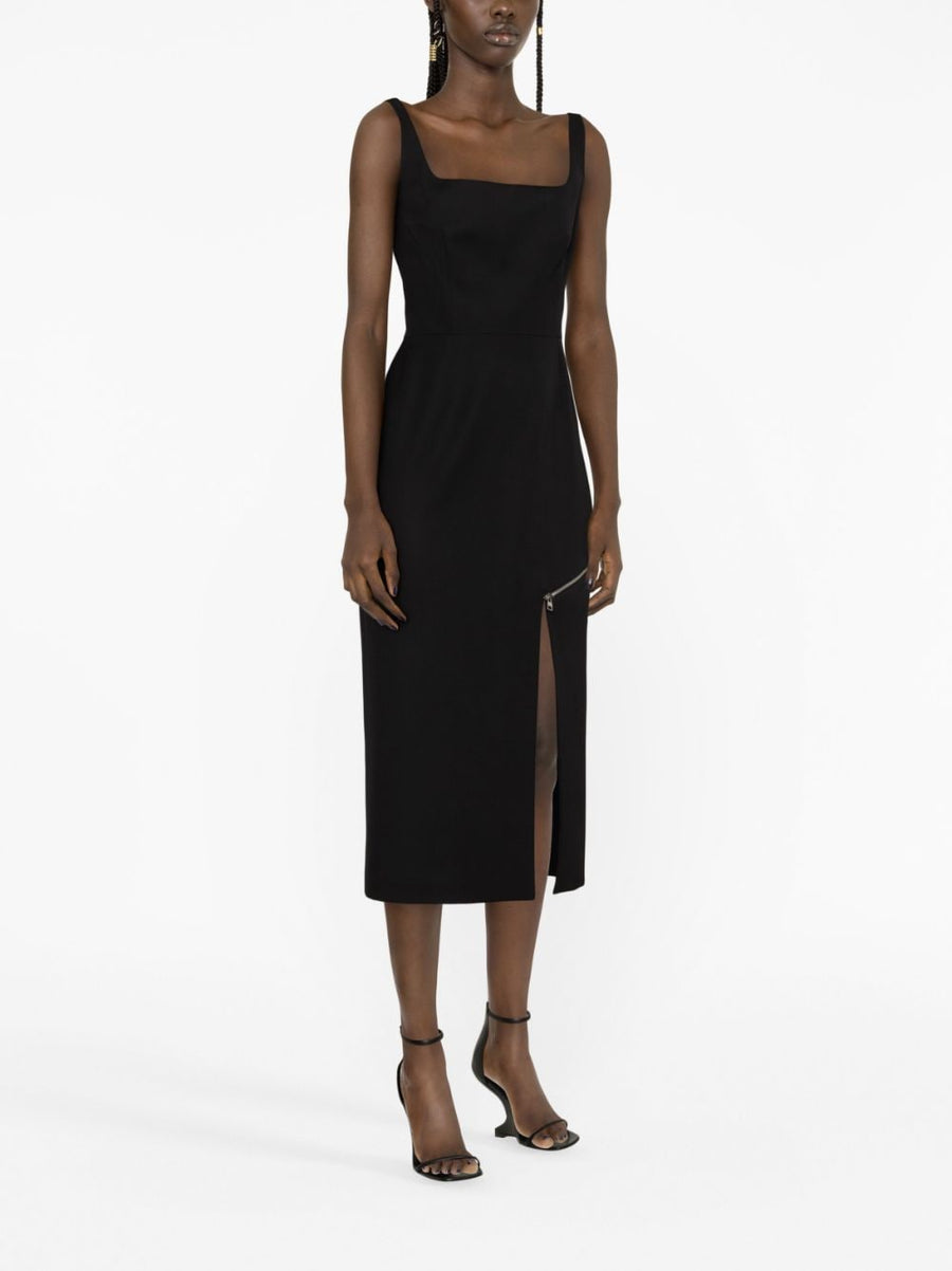 Alexander McQueen Zip Embellished Midi Dress For Women Luxurious Sculptural Eveningwear