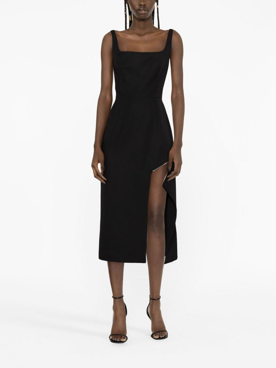 Alexander McQueen Zip Embellished Midi Dress For Women Luxurious Sculptural Eveningwear