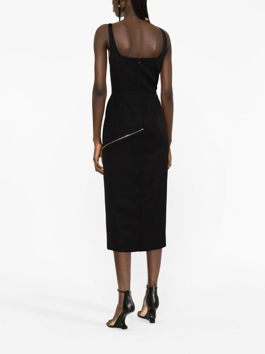 Alexander McQueen Zip Embellished Midi Dress For Women Luxurious Sculptural Eveningwear