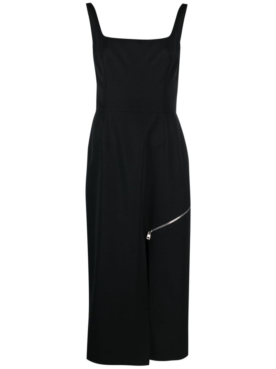 Alexander McQueen Zip Embellished Midi Dress For Women Luxurious Sculptural Eveningwear