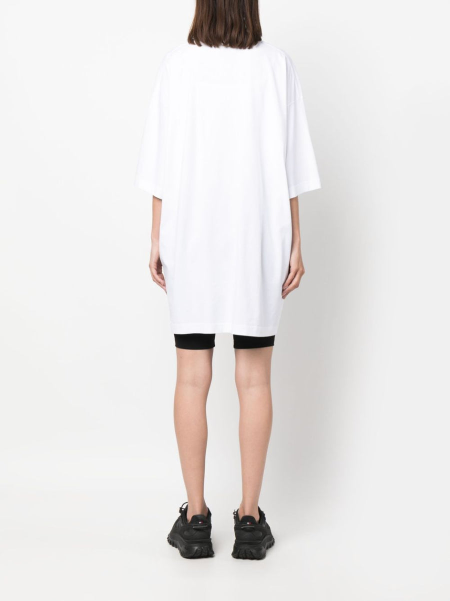 Vetements Logo Cotton T Shirt For Women Premium White Crew Neck Thigh Length Oversized Iconic