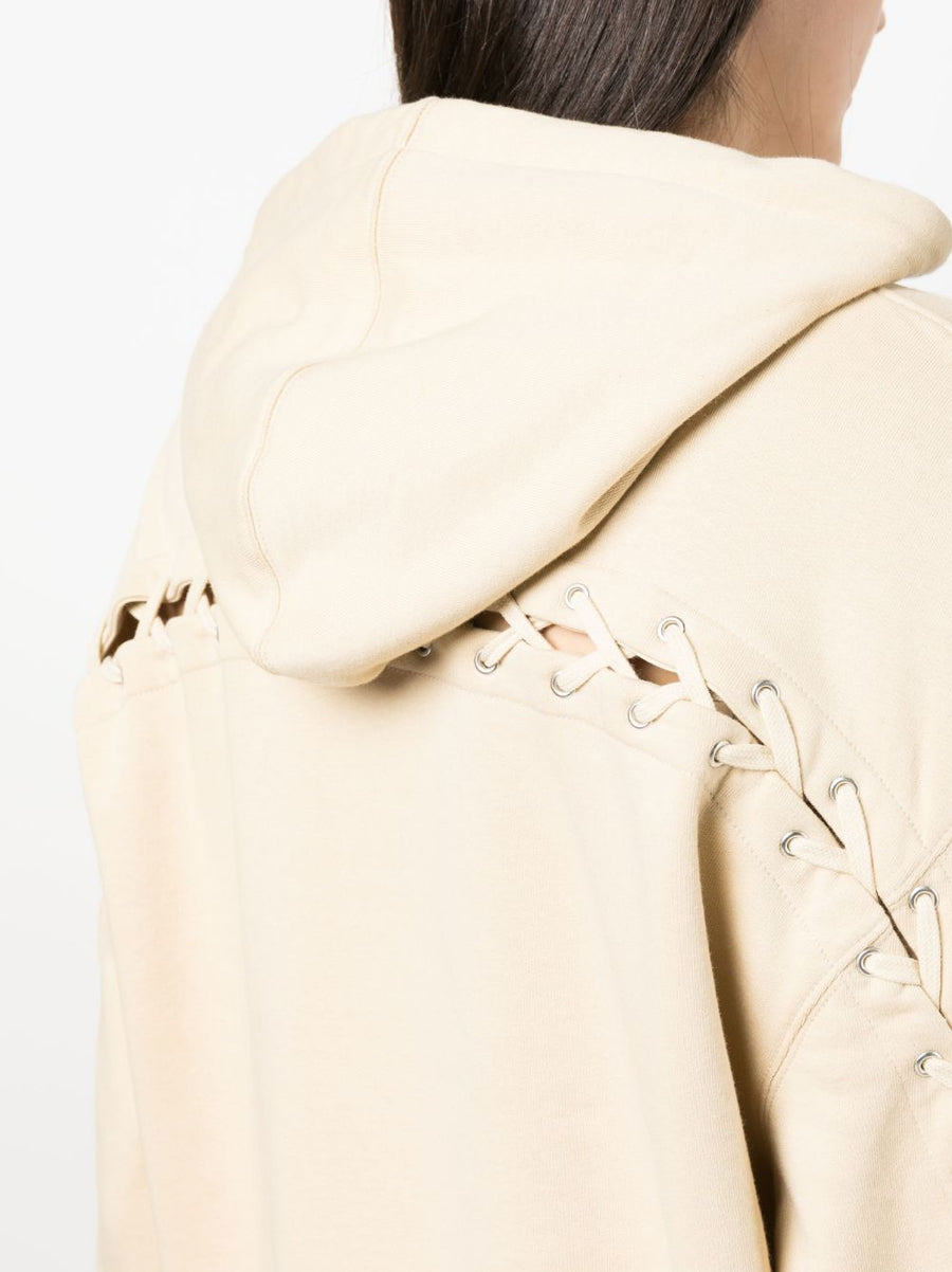 Jean Paul Gaultier Logo Cotton Hoodie For Women 100 Percent Cotton Comfort Front Embroidery Beige