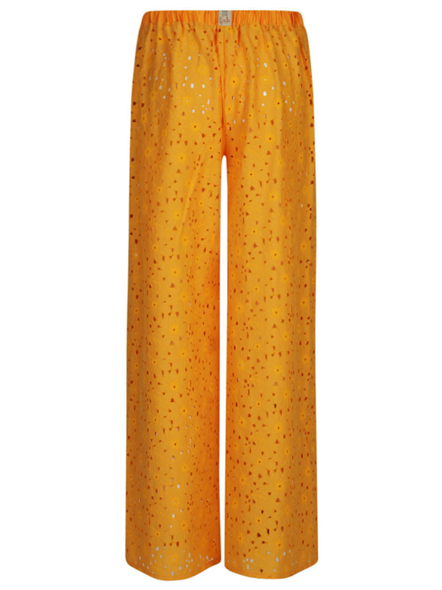 Feel Me Fab Tartana Wide Leg Trousers for Women in Yellow Versatile Cotton Blend True to Size