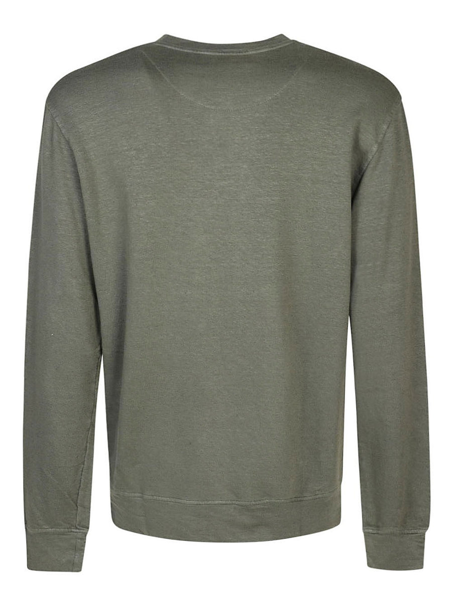 Original Vintage Linen Cotton Blend Sweatshirt For Men Breathable Lightweight Green Topwear