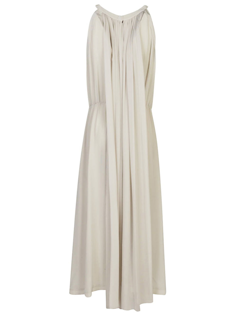 Crida Silk Midi Dress Grey For Women Luxury Draped Silhouette True To Size Fit For Everyday Elegance