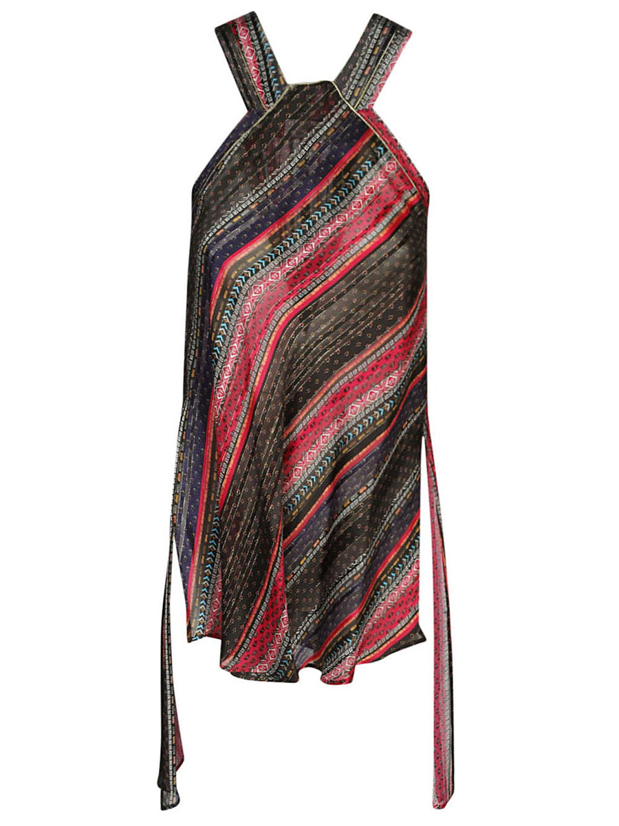 Seafarer Women Asymmetrical Printed Silk Shirt Multicolor Bold Office to Weekend Wear
