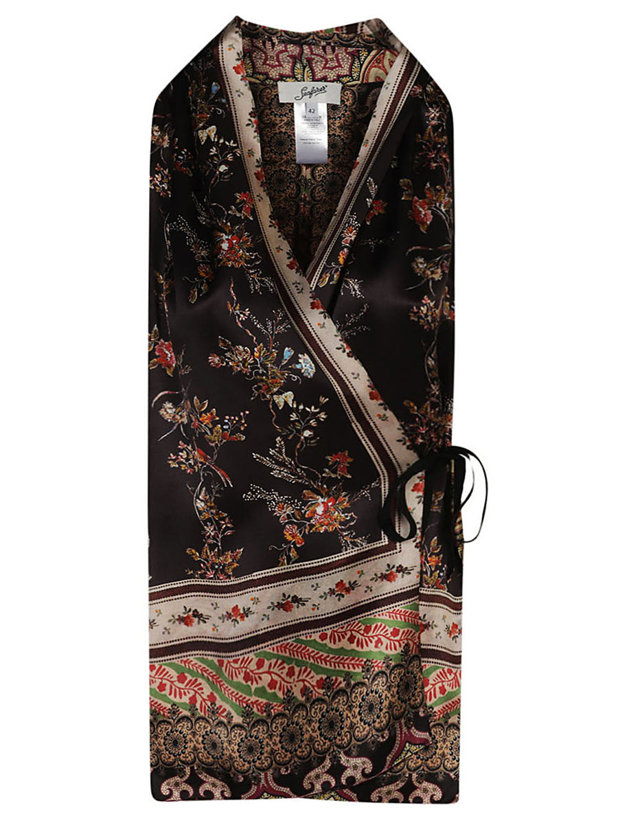 Seafarer Silk Wrap Shirt For Women Multicolor Print Versatile Dressy Top Ideal For Office