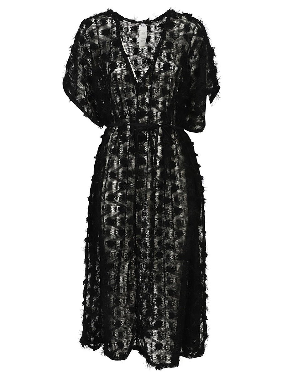 Crochet Maxi Dress Feel Me Fab For Women Textured True To Size Black Lampedusa Luxurious