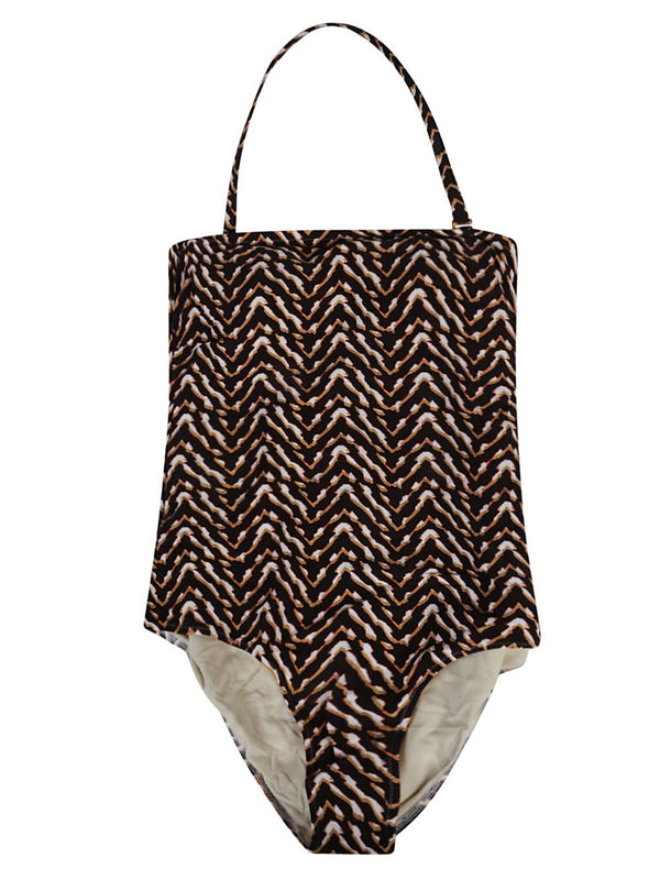 Feel Me Fab Ravello Print One Piece Swimsuit For Women Chic Flattering Stretch Black Beachwear