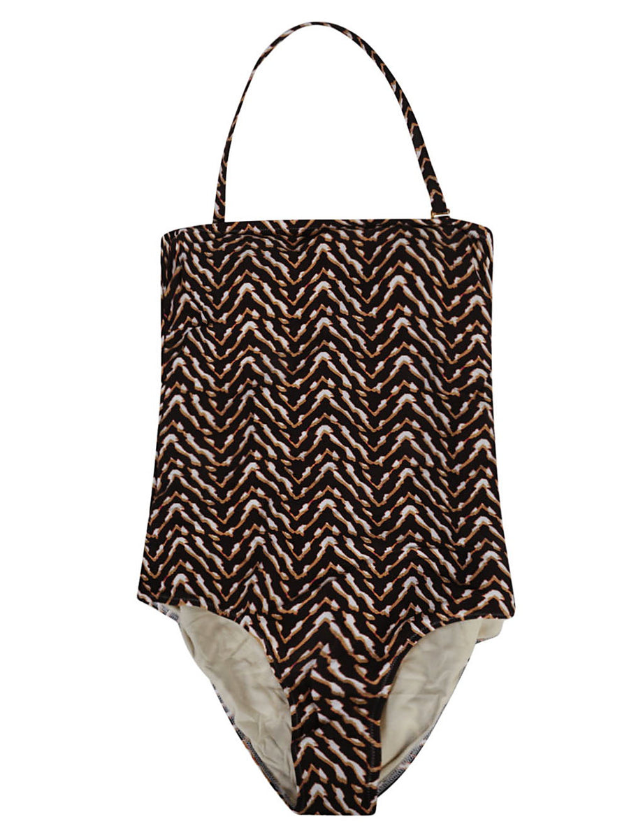 Feel Me Fab Ravello Print One Piece Swimsuit For Women Chic Flattering Stretch Black Beachwear