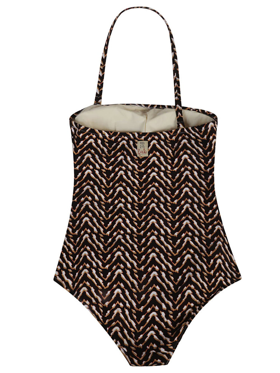 Feel Me Fab Ravello Print One Piece Swimsuit For Women Chic Flattering Stretch Black Beachwear