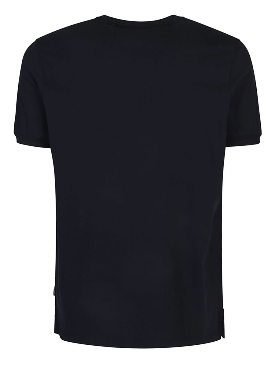 Original Vintage Blue Cotton Pique T Shirt For Men Breathable Comfort With Stretch Everyday Essential
