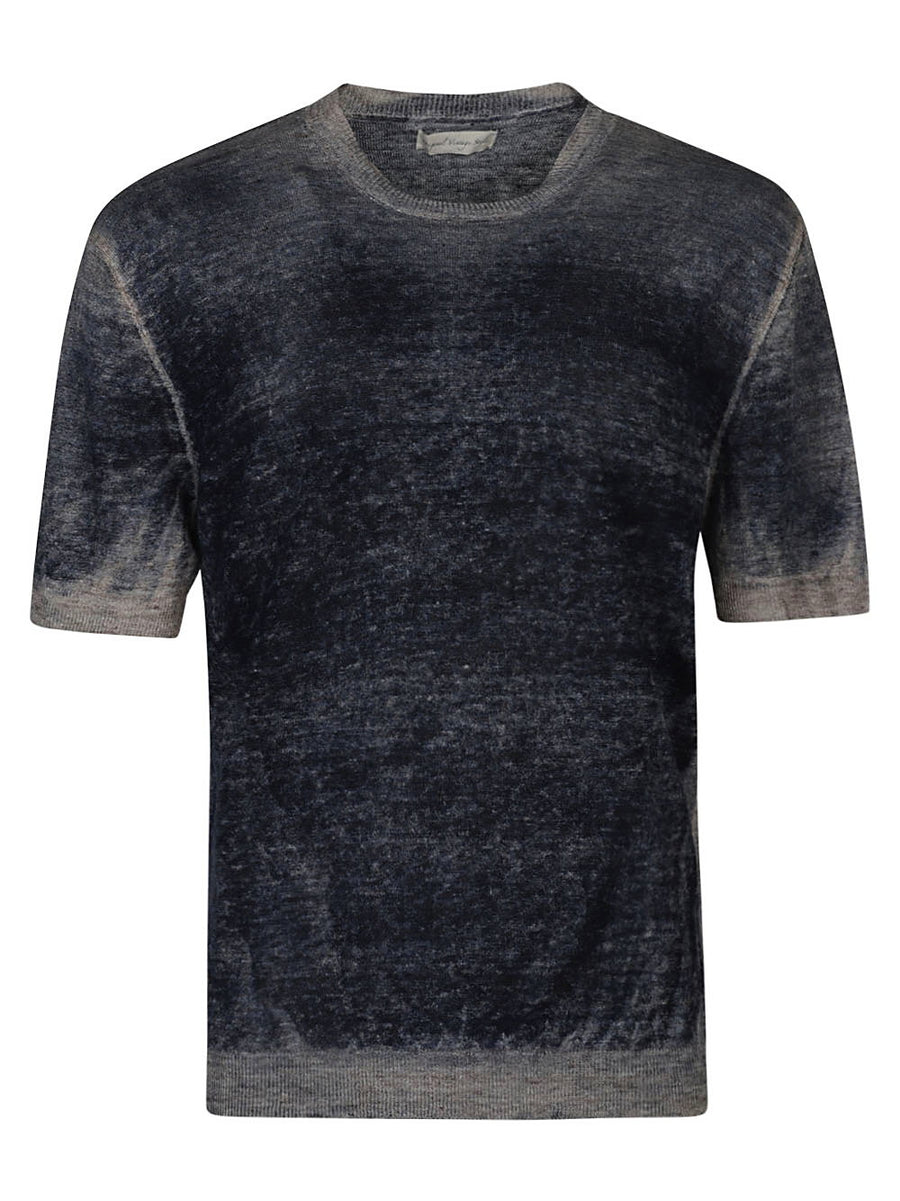 Original Vintage Linen T Shirt For Men Breathable 100 Percent Linen Blue Top Versatile Everyday Casual