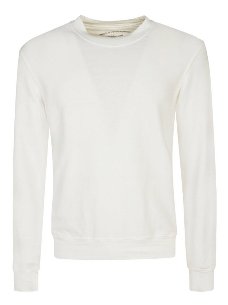 Original Vintage Mens Breathable Linen Cotton Blend White Sweatshirt Versatile Everyday Wear