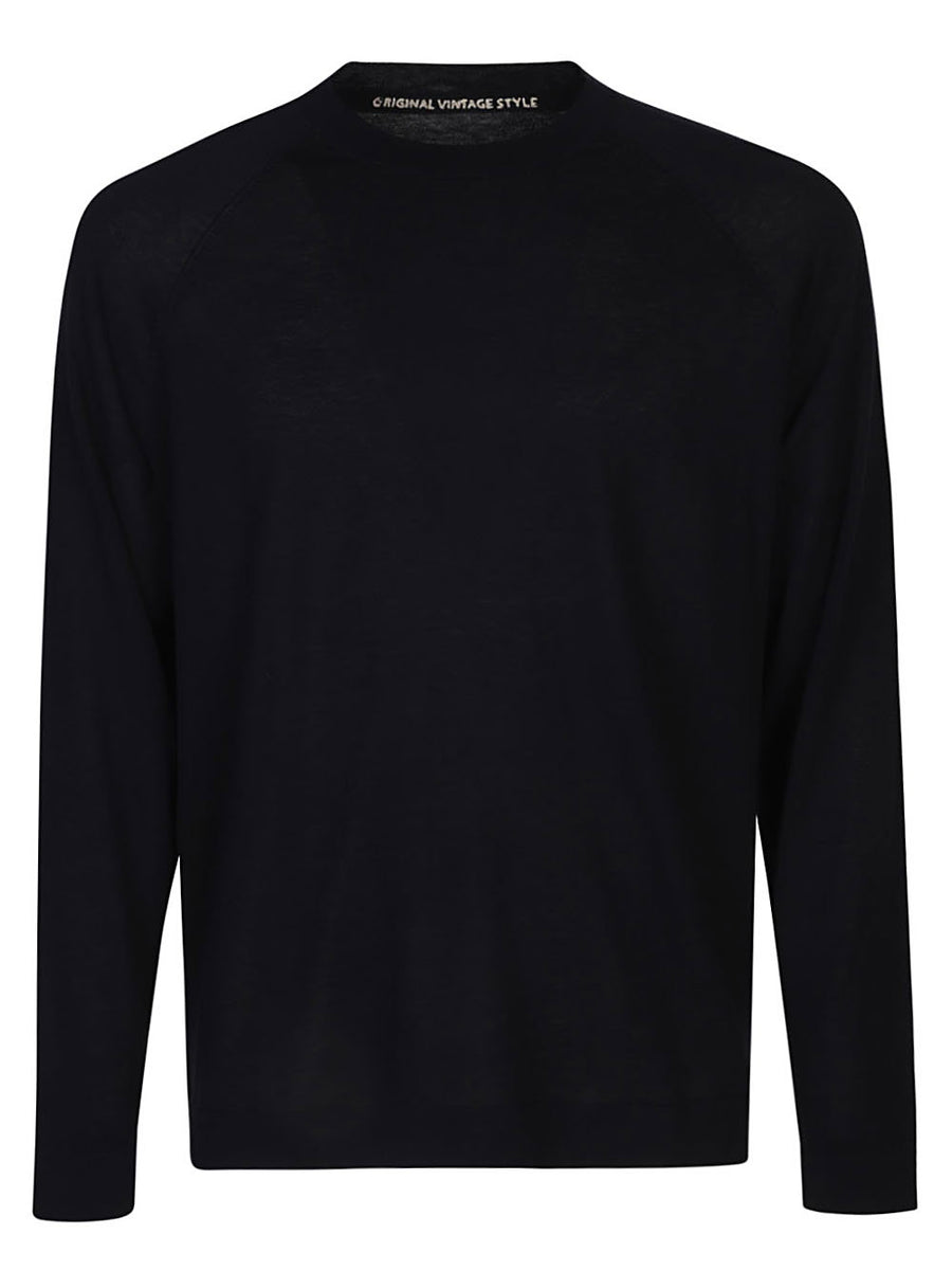 Original Vintage Cotton Silk Blend Sweater For Men Refined Everyday Luxury In Blue