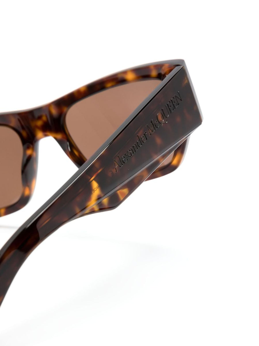 Alexander McQueen Square Sunglasses Brown Tortoiseshell Acetate Frame For Men EyeWear Luxury