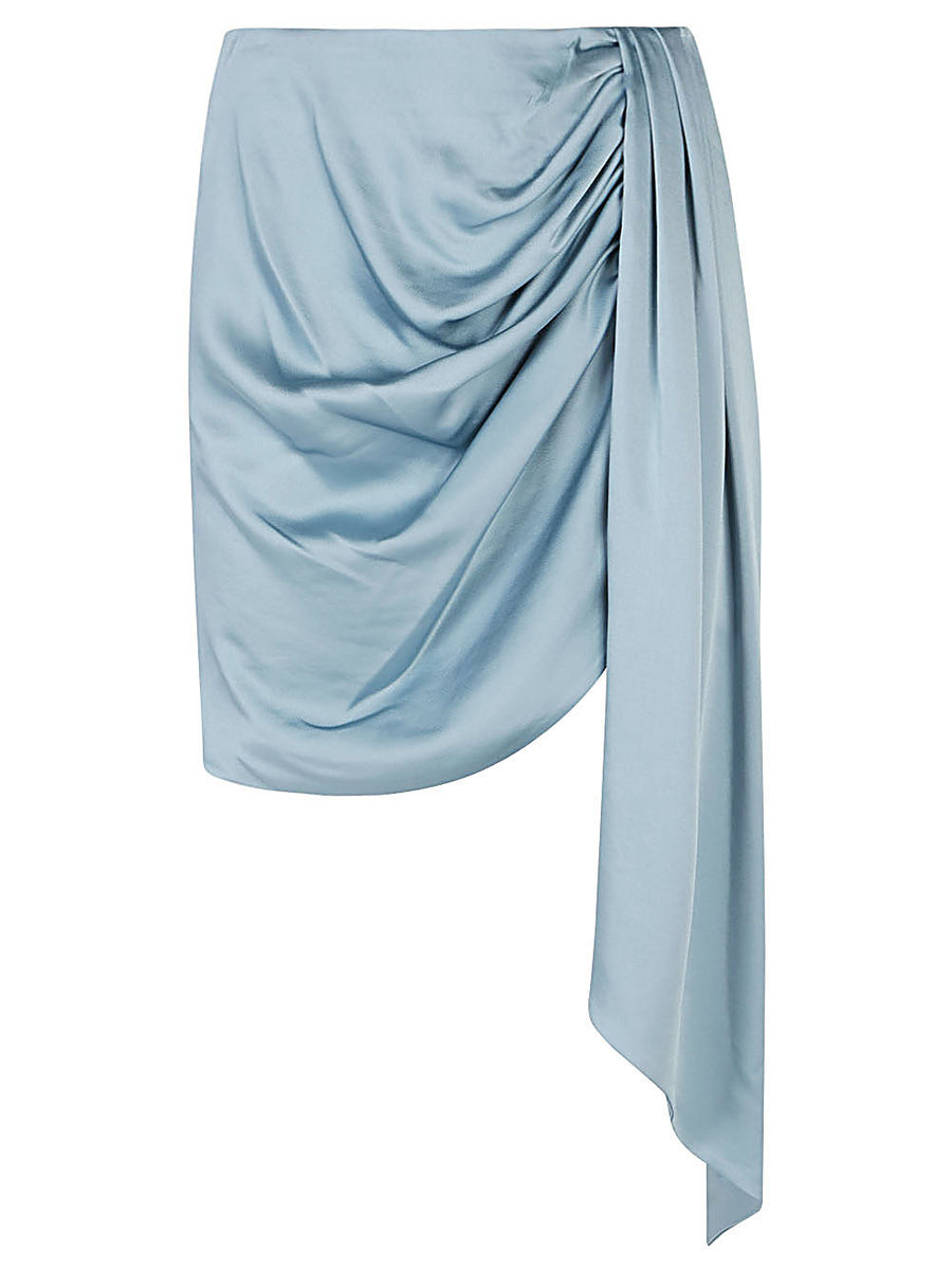 Jonathan Simkhai Mae Draped Satin Mini Skirt With Asymmetric Drape And Gathered Detail For Elegant Evening Wear