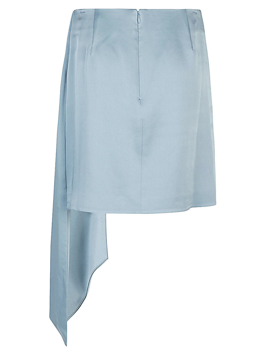 Jonathan Simkhai Mae Draped Satin Mini Skirt With Asymmetric Drape And Gathered Detail For Elegant Evening Wear
