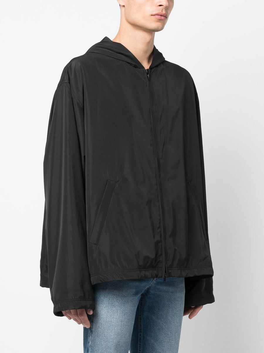 Balenciaga Logo Print Hooded Windbreaker for Women Lightweight Citywear with Two Way Zip