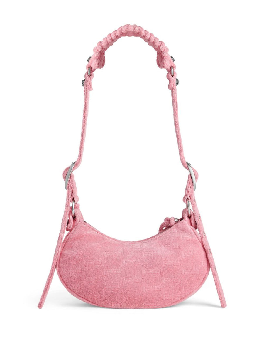 Balenciaga Le Cagole XS Denim Shoulder Bag For Women Flamingo Pink Tactile Finish Signature Hardware