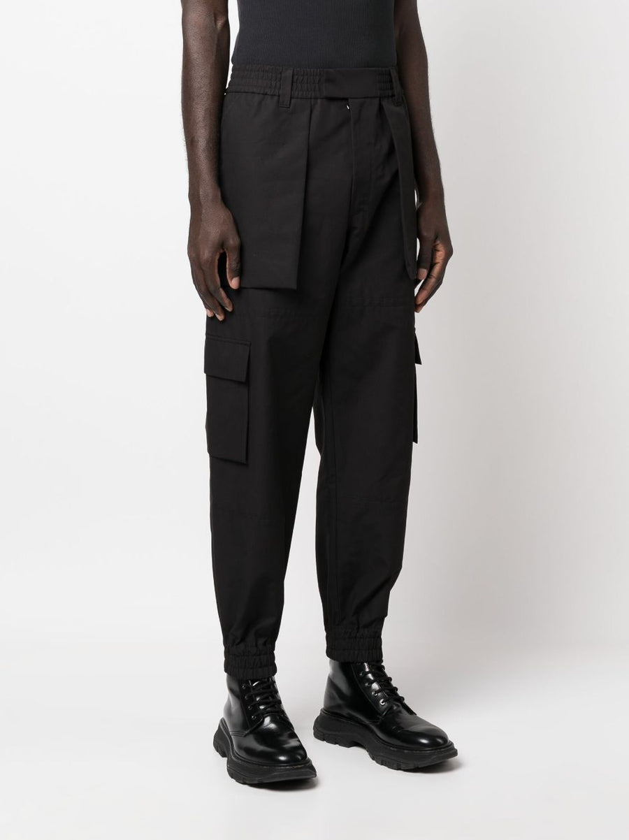 Alexander McQueen Black Cotton Cargo Trousers For Men With Luxury Tailoring And Versatile Cargo Pockets