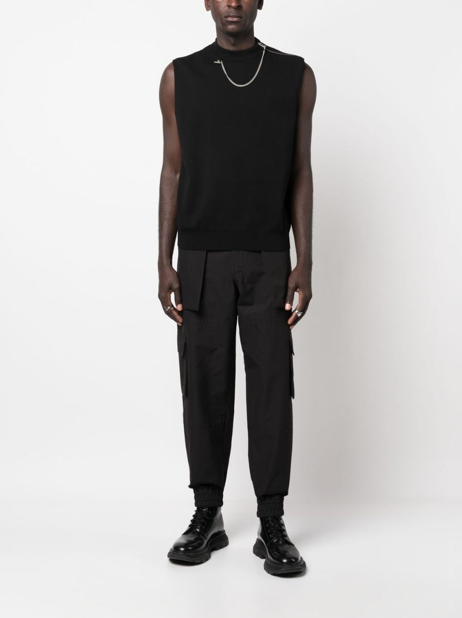 Alexander McQueen Black Cotton Cargo Trousers For Men With Luxury Tailoring And Versatile Cargo Pockets