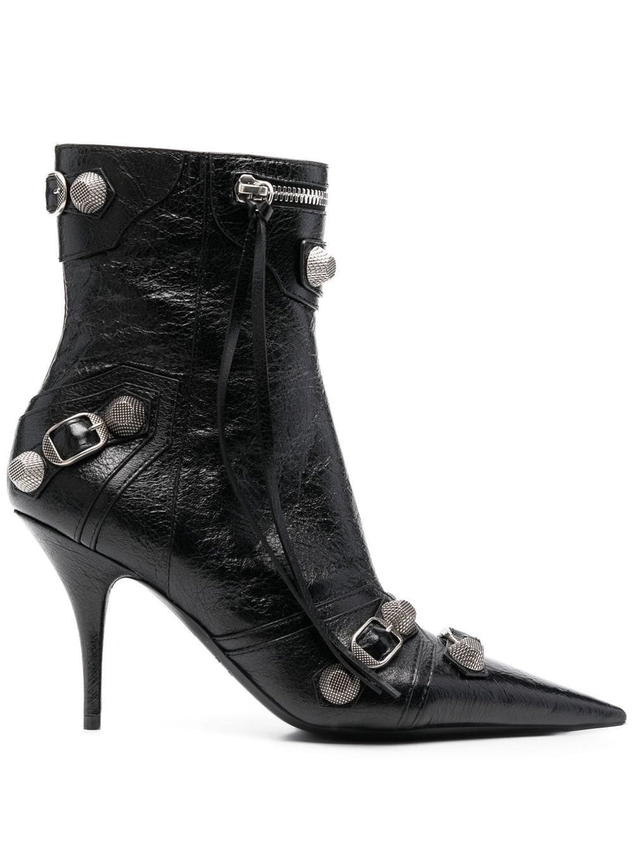 Balenciaga Cagole 90mm Bootie Black Leather Ankle Boot for Women Premium Sleek Luxury Craftsmanship