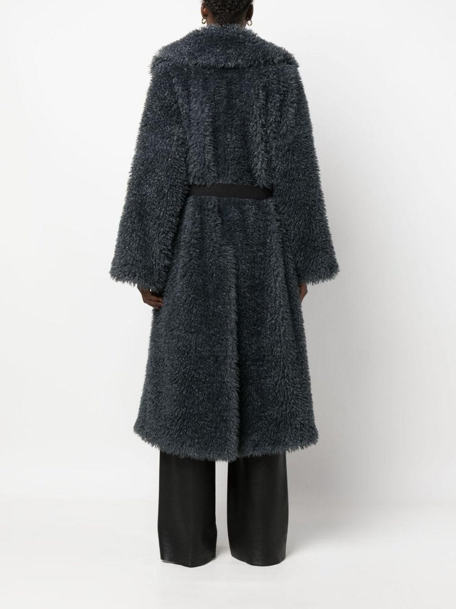 Ermanno Scervino Belted Shearling Wool Coat For Women Luxury Teddy Style Warmth And Sophistication