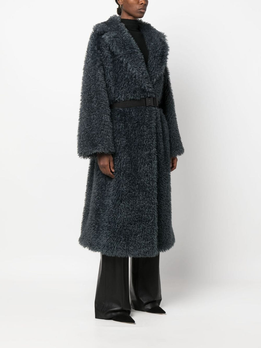 Ermanno Scervino Belted Shearling Wool Coat For Women Luxury Teddy Style Warmth And Sophistication