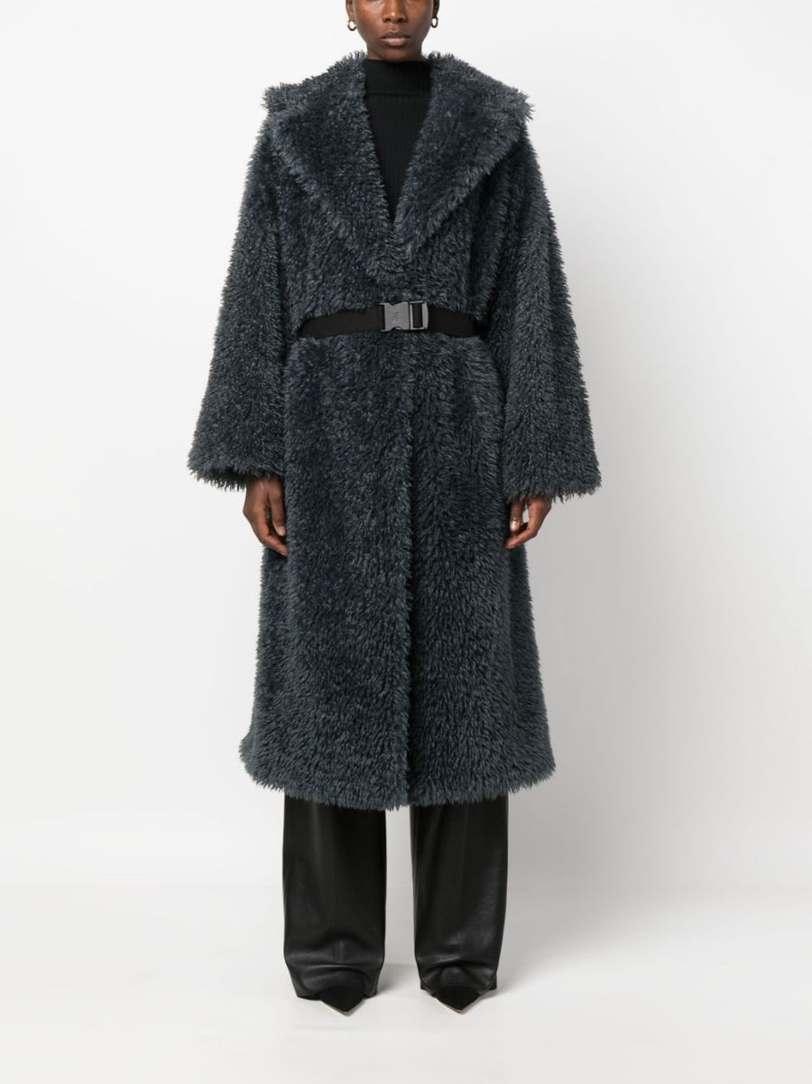 Ermanno Scervino Belted Shearling Wool Coat For Women Luxury Teddy Style Warmth And Sophistication