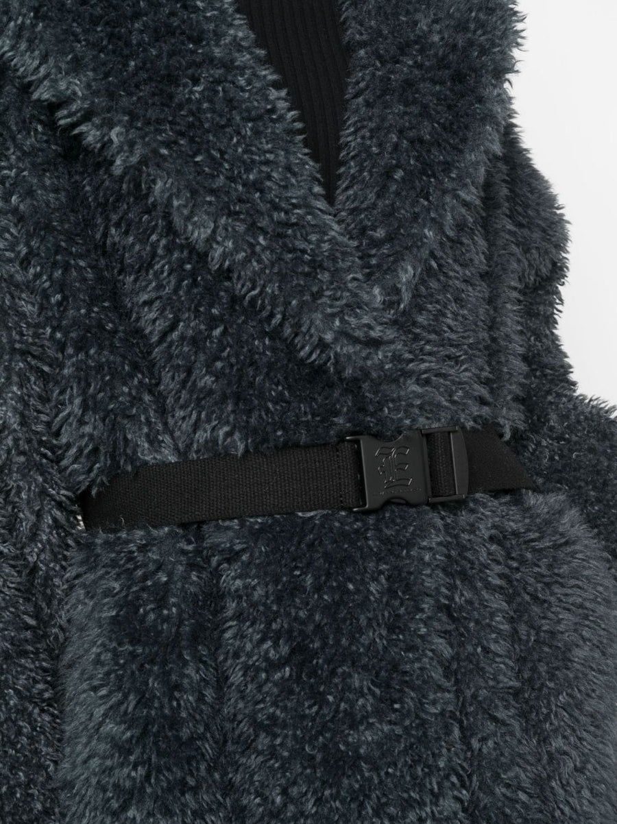 Ermanno Scervino Belted Shearling Wool Coat For Women Luxury Teddy Style Warmth And Sophistication